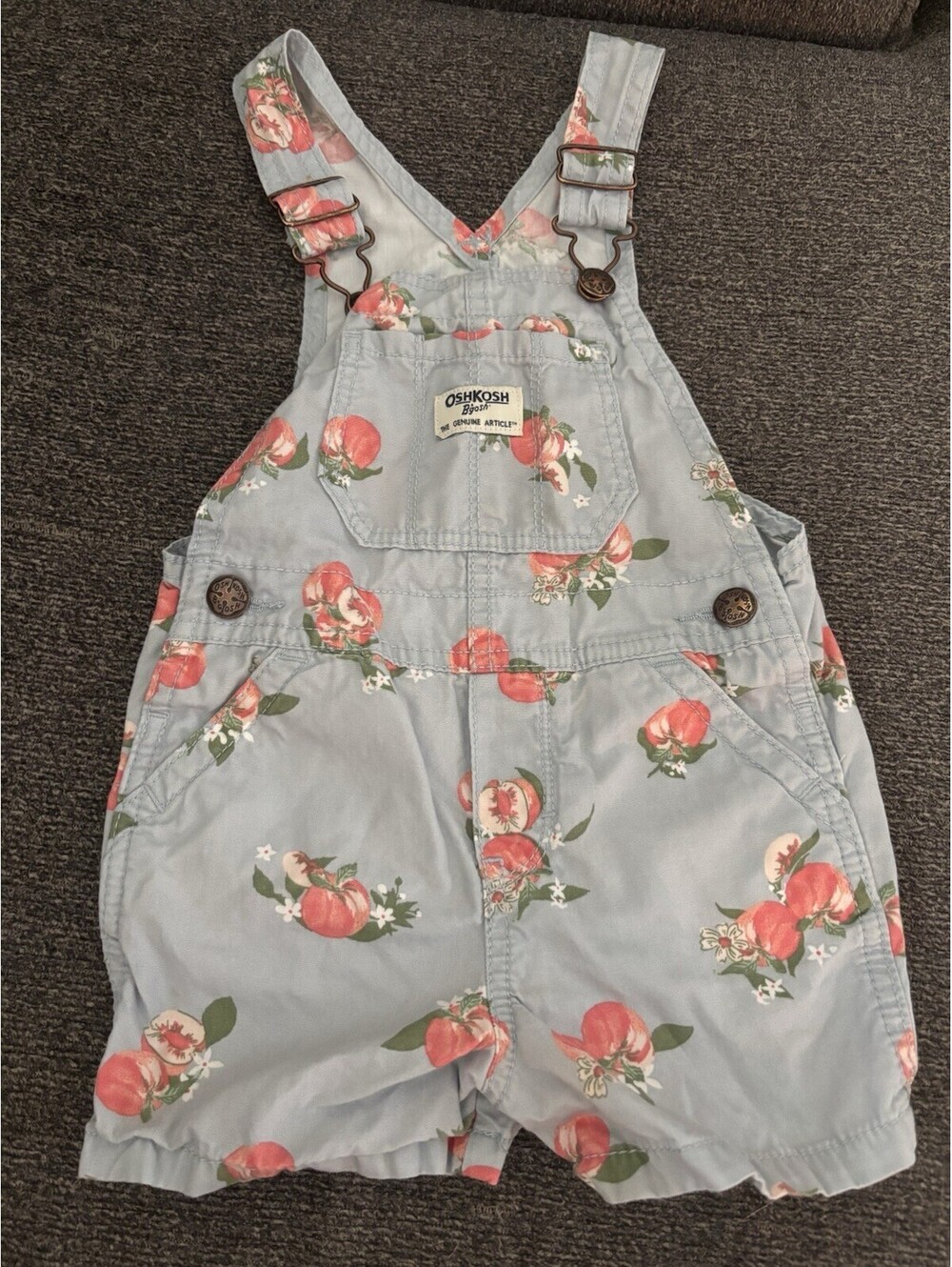 Oshkosh B'gosh Short Overalls Size 2T Toddler Peach Print